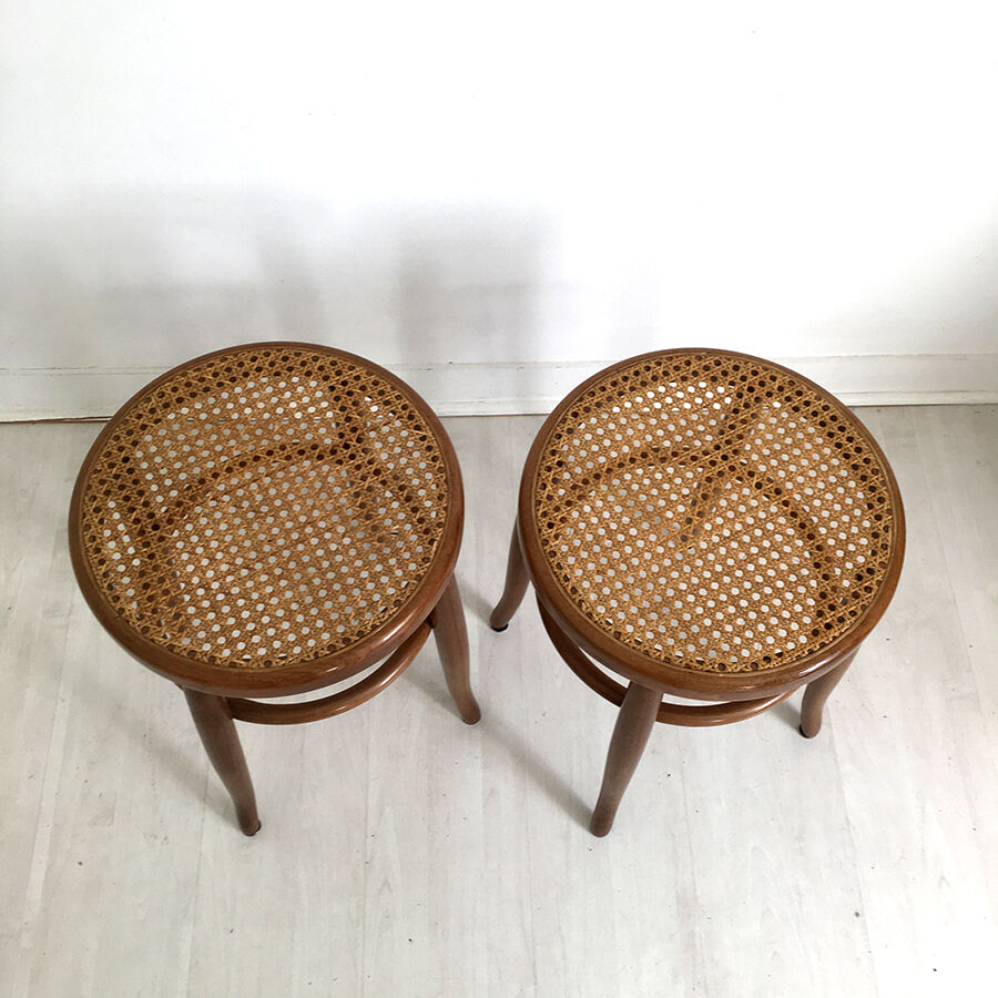 Pair of caned stools