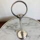 Silver-plated rotating platter and white marble pastry stand 1960 neoclassical