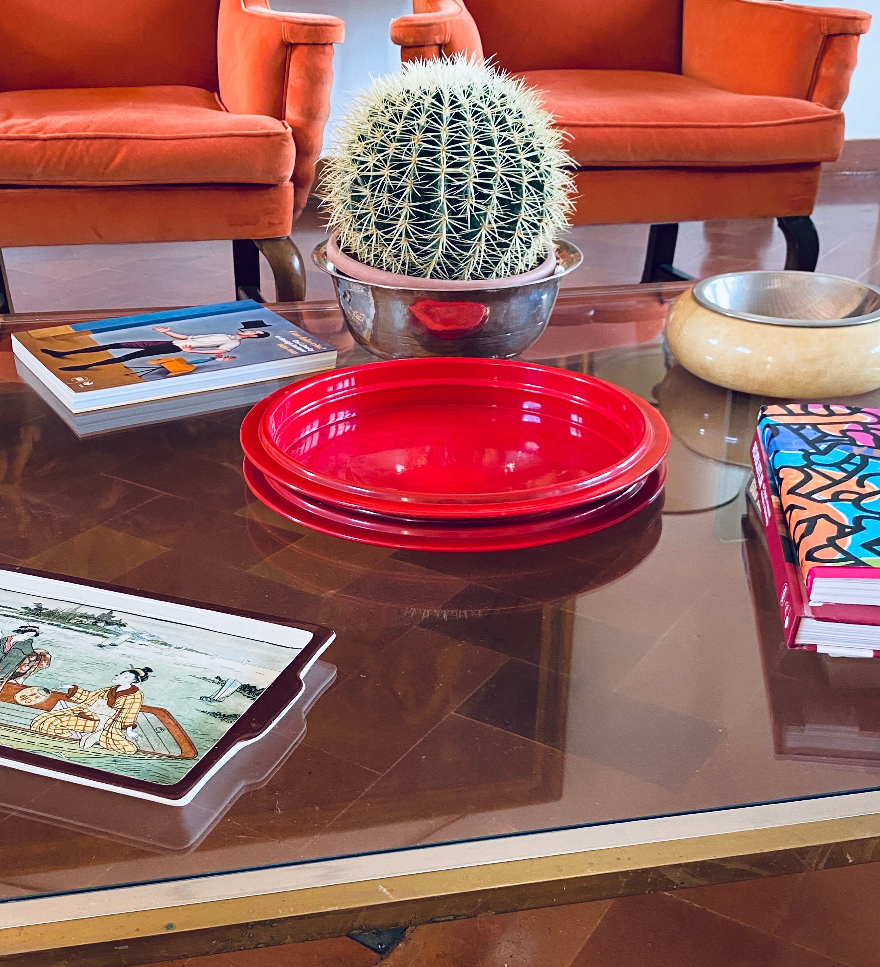 Gianfranco Frattini, red tray, Progetti Italy, 1970s