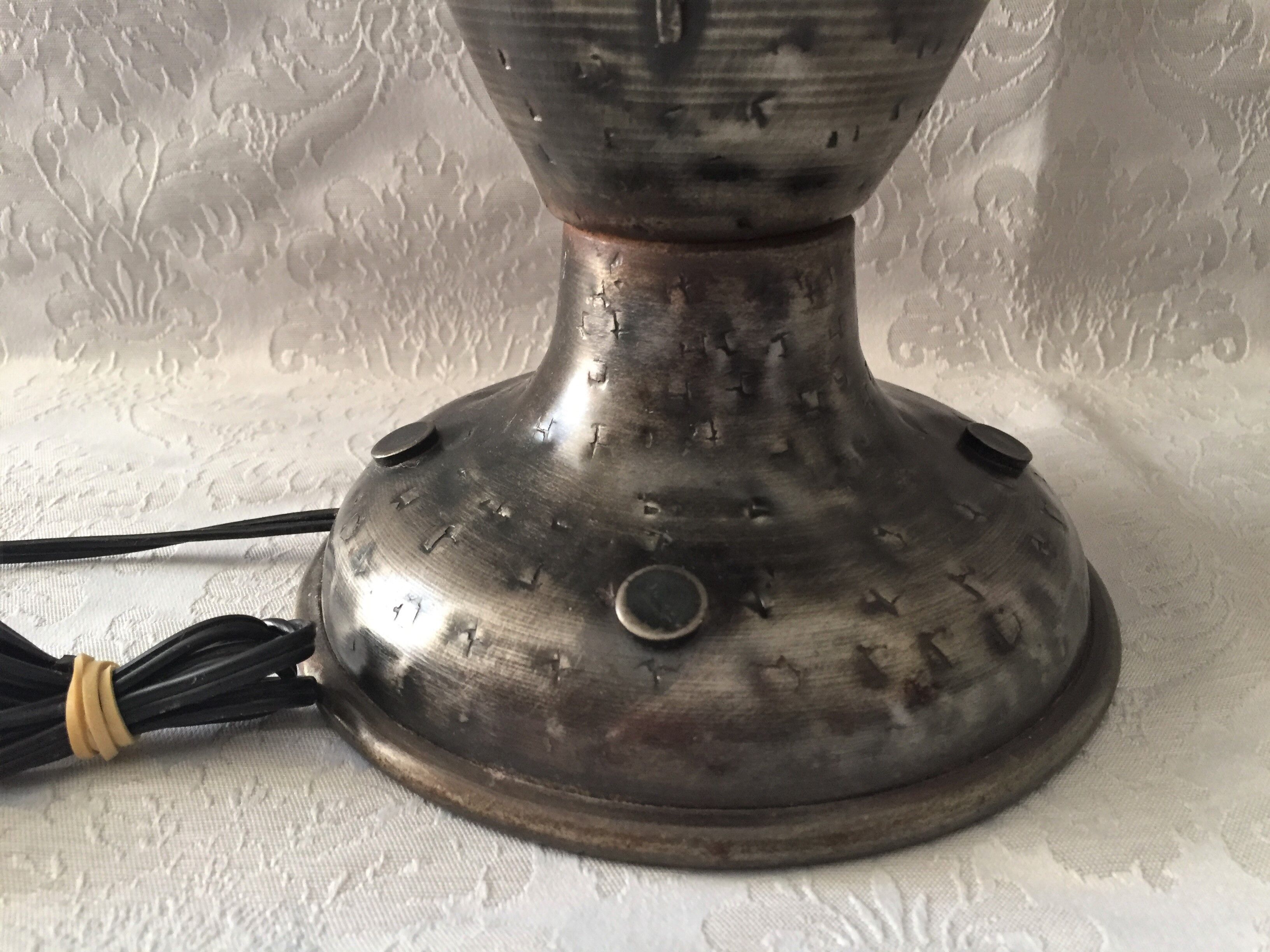 Atypical metal lamp medieval globe opaline style