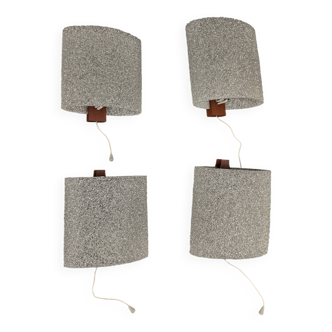 Set of 4 Scandinavian teak and perspex wall lights