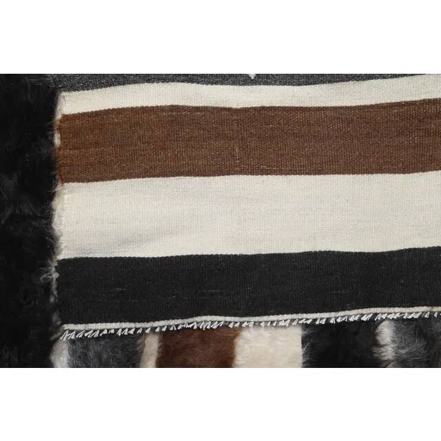 Vintage Turkish Hand-Knotted Wool Cotton Beige Kilim Area Rug 127x140