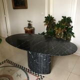 Marble dining table nero marquina 1970 vintage italy
