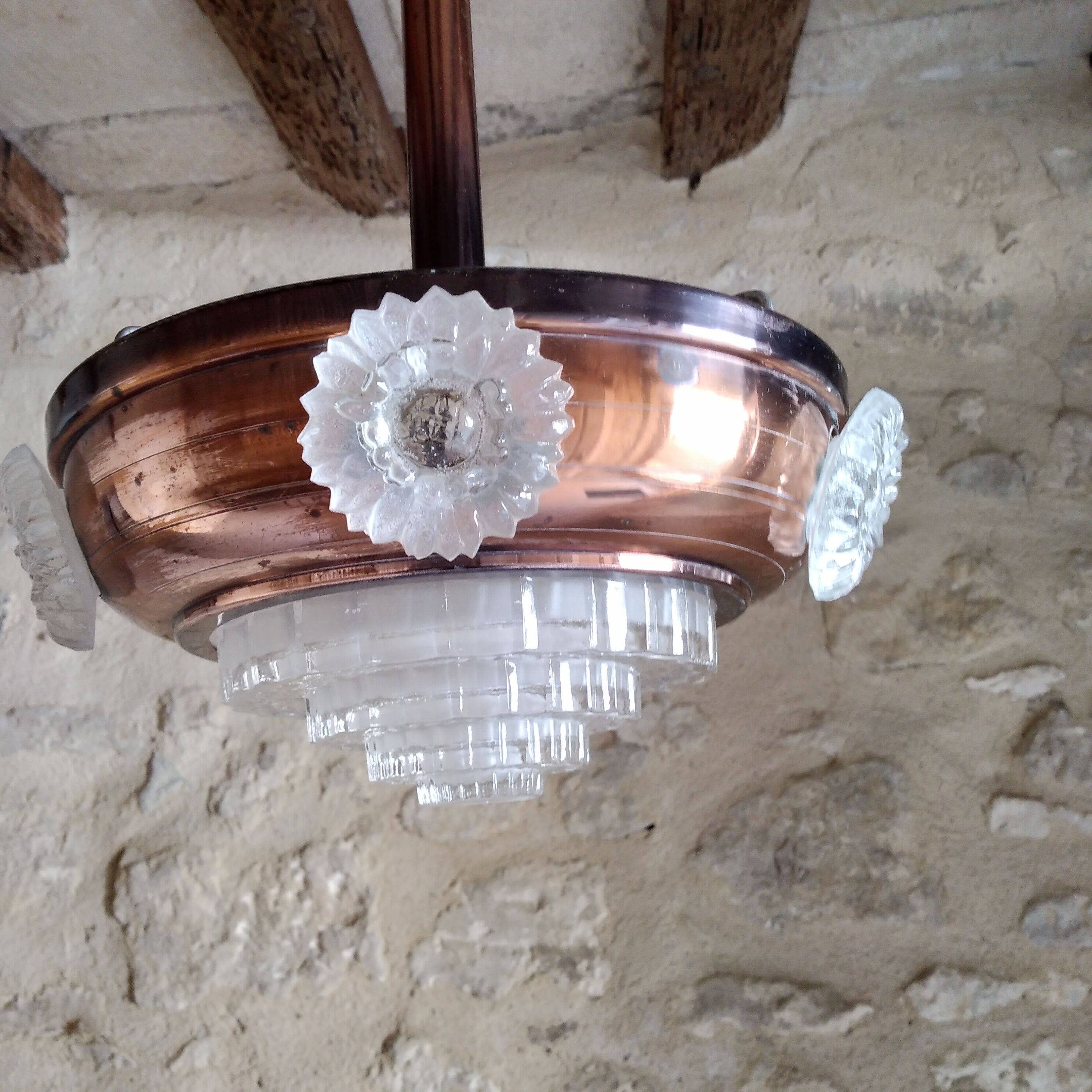 Art Deco pendant lamp glass building