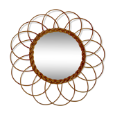 Mirror flower rattan & wicker 39 x 39 cm