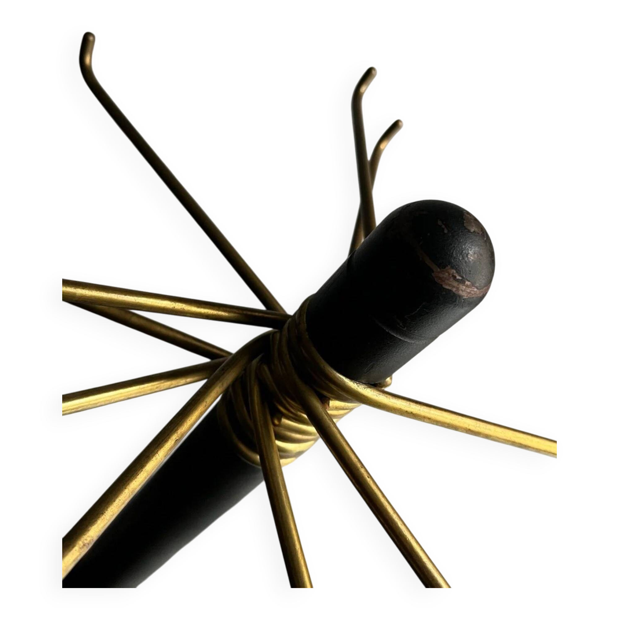 Minimalist black metal brass coat stand