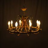 Italian metal chandelier in bamboo imitation, 1960s