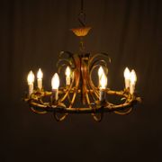 Italian metal chandelier in bamboo imitation, 1960s