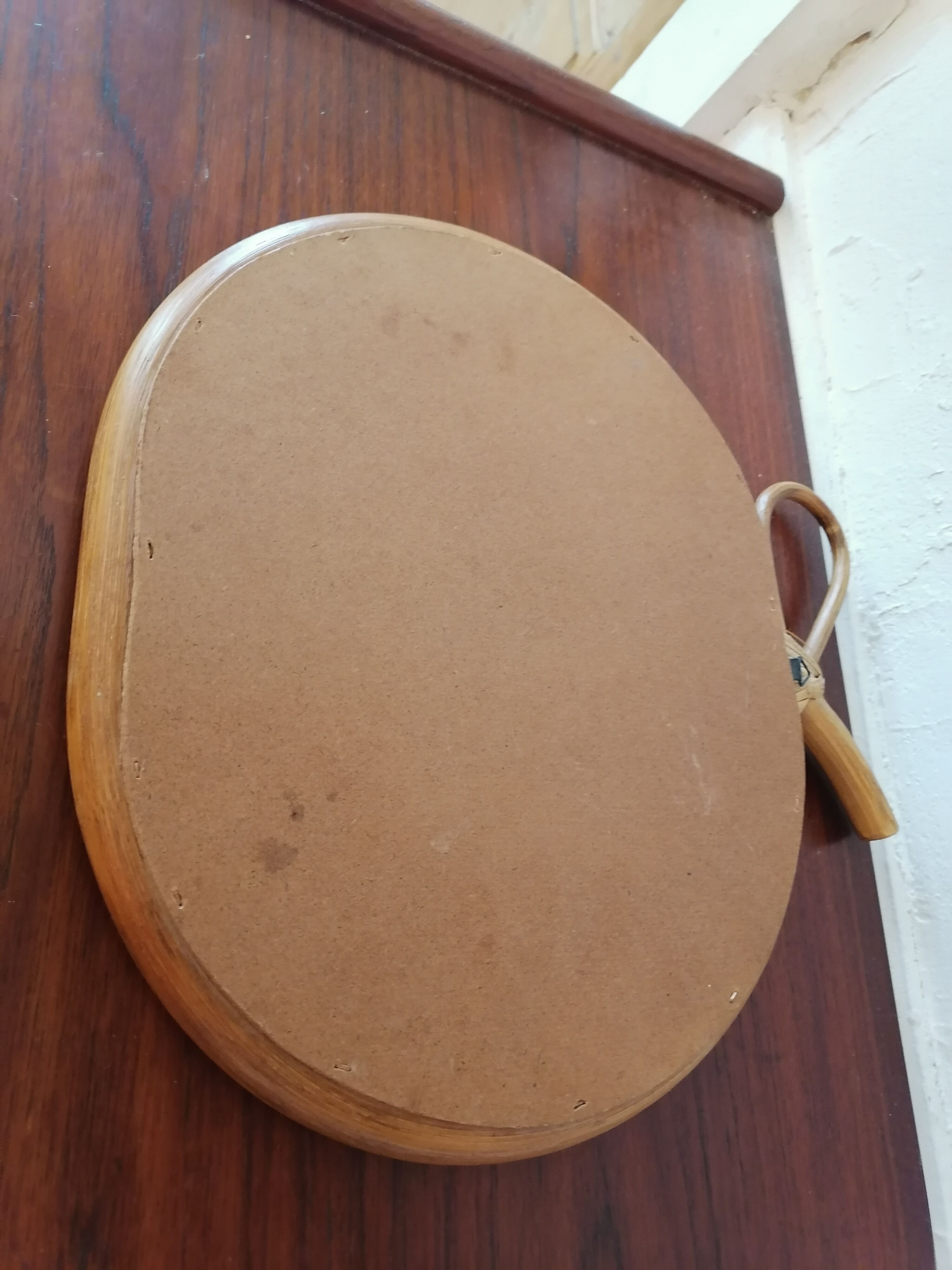 Rattan mirror vintage apple 1960 1970  33x32cm