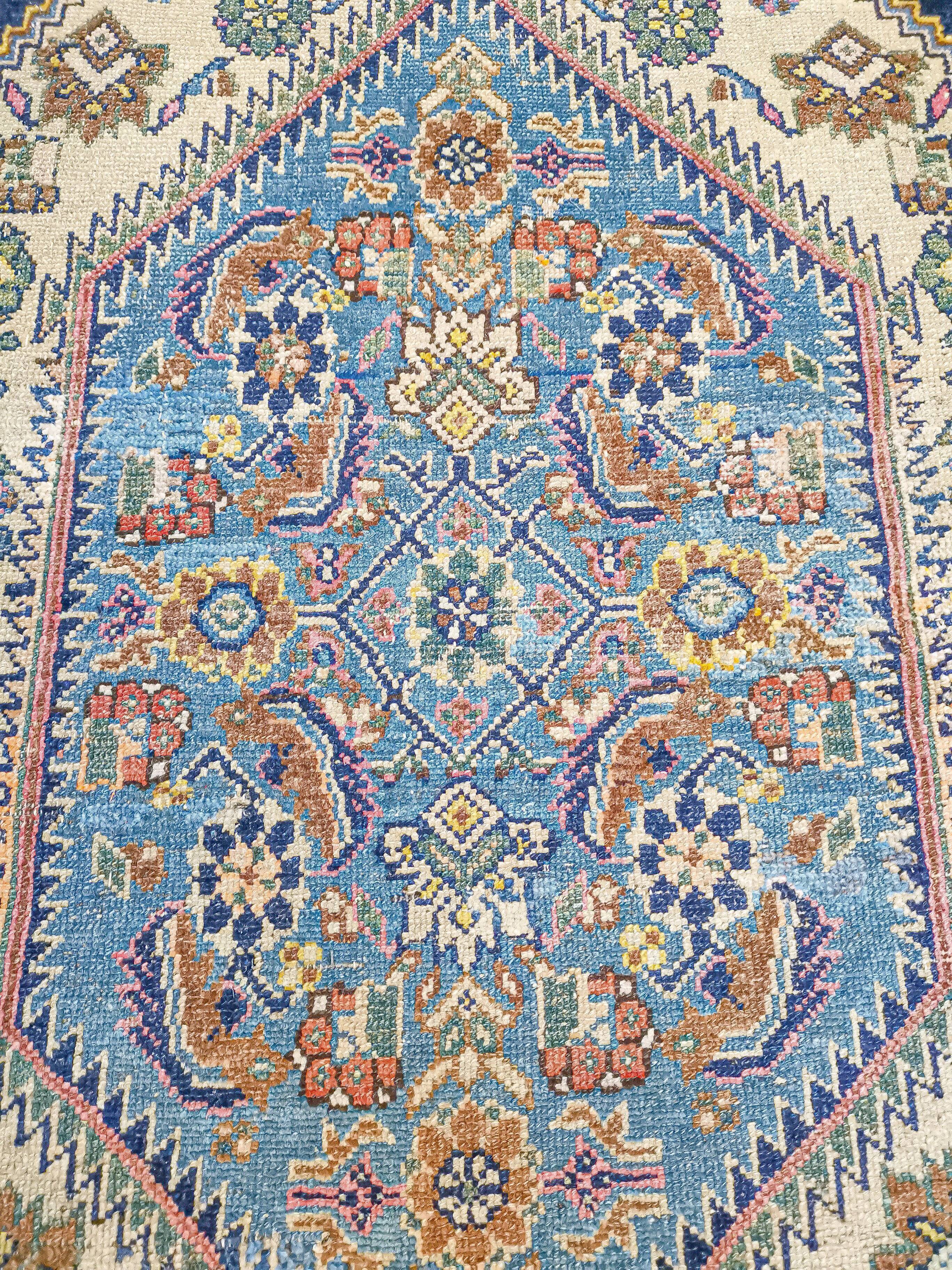 Tapis d'orient fait main vintage persan ancien Melayer 216 X 130