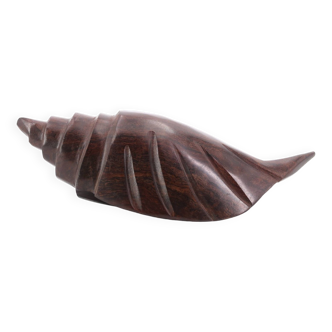 Shell paperweight in exotic wood, 1970s
