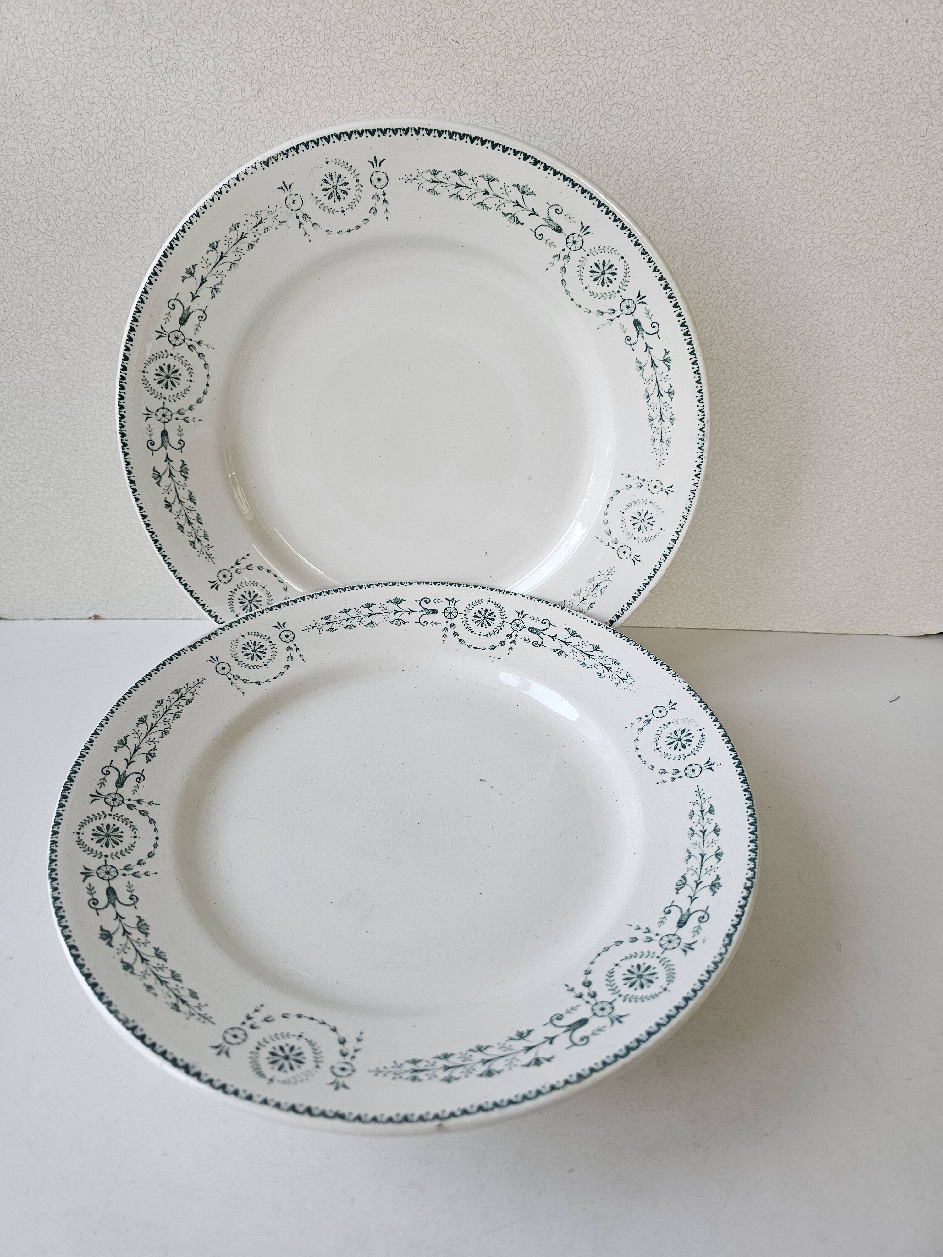Set of 8 plates, 2 dishes, 2 compotiers - KG Lunéville Laetitia decoration