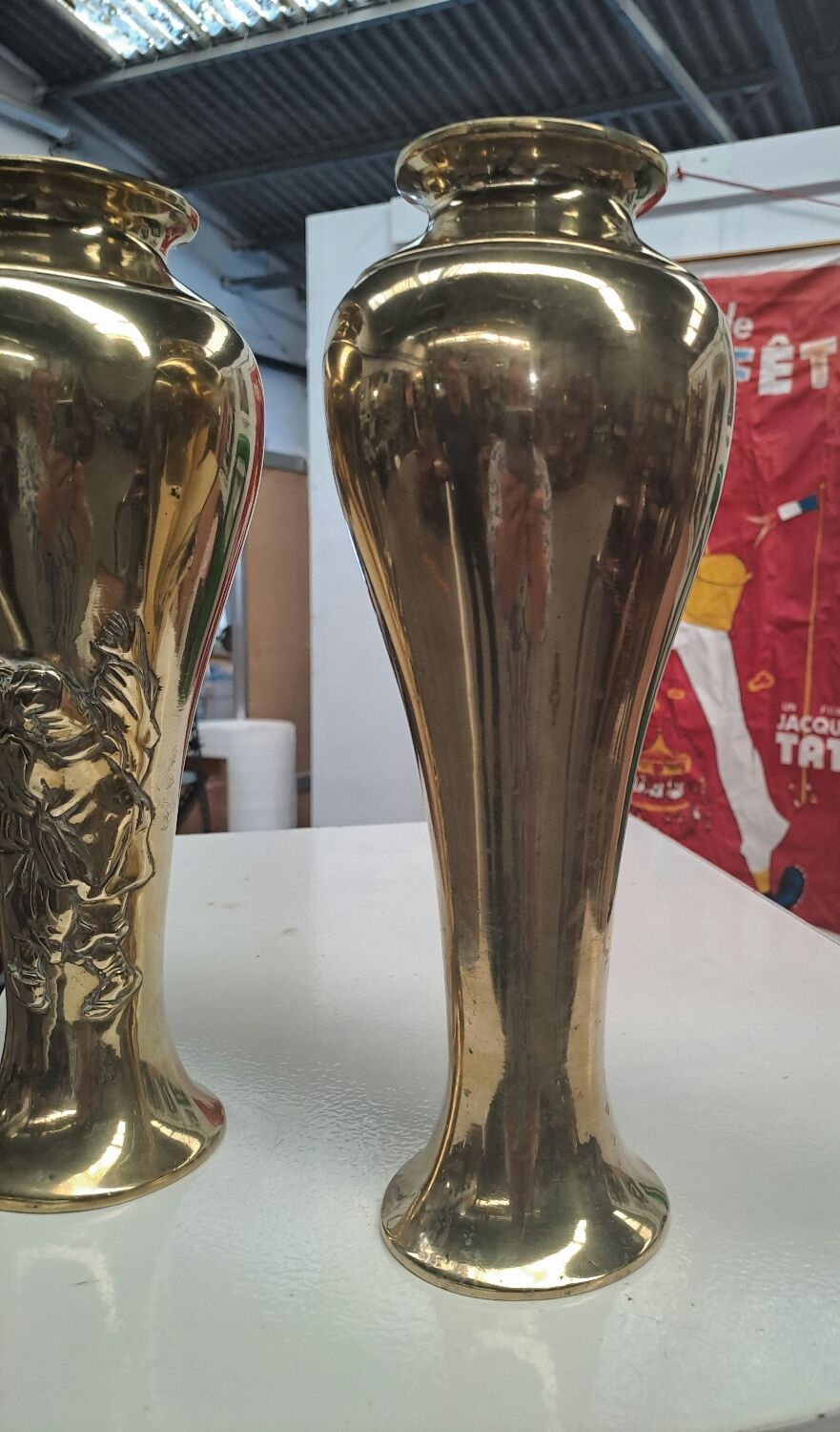 Pair of Indochina brass soap bubble blower vases