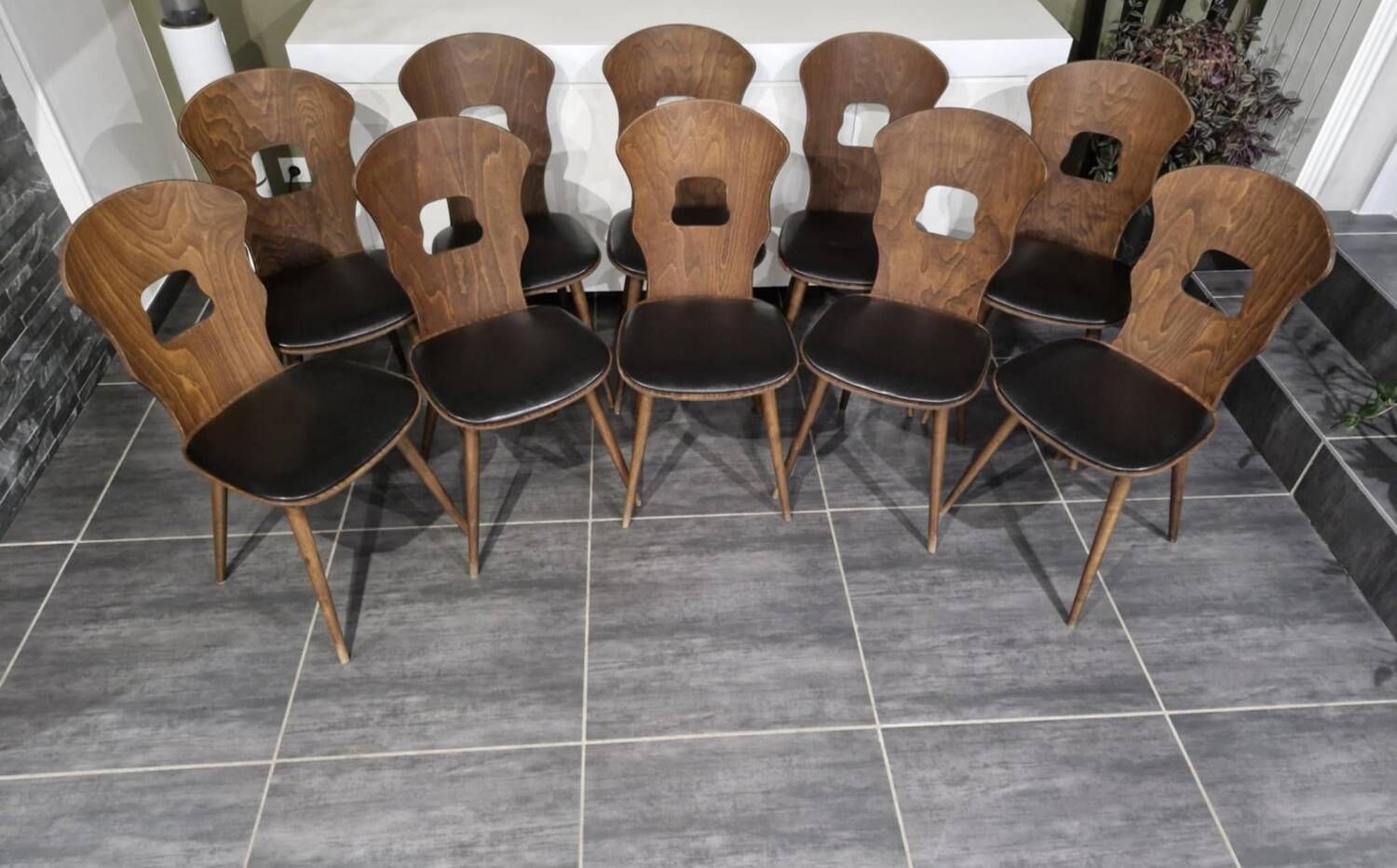 Set of 10 vintage Baumann "Gentiane" model bistro chairs, 1960s