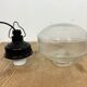 Industrial bakelite pendant light with frosted glass, 1970s