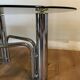 70s chrome and oval smoked glass coffee table