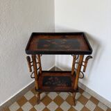 Guéridon asiatique bambou et laque ancien