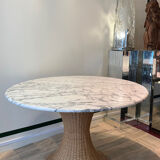 Marble and wicker dining table