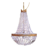 Lustre montgolfière ancien , grande taille, pampilles