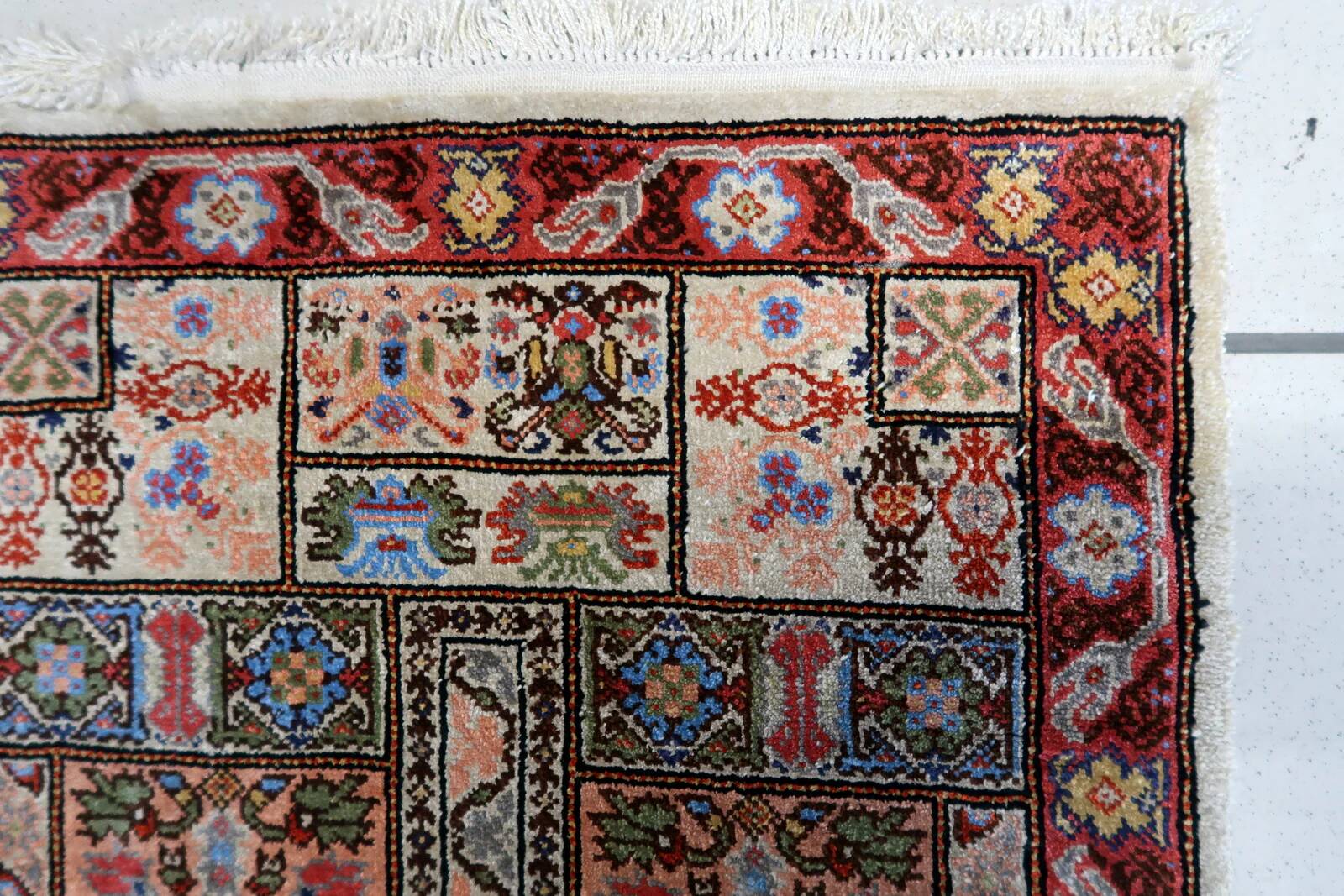 Handmade vintage Tunisian silk rug 51cm x 97cm, 1970s