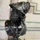 Bust of Ajax, bronze with black patina on a black Belgian marble base, 19th century.