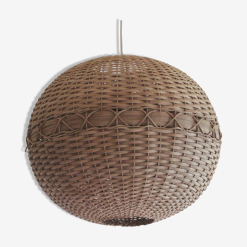 Suspension boule en rotin, années 1960