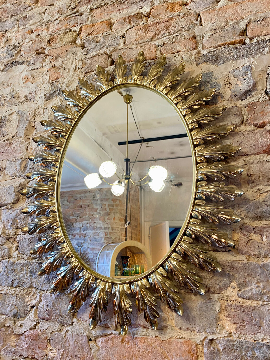 Decknudt oval sun mirror from the 50s/60s