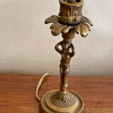 Electrified bronze candle holder