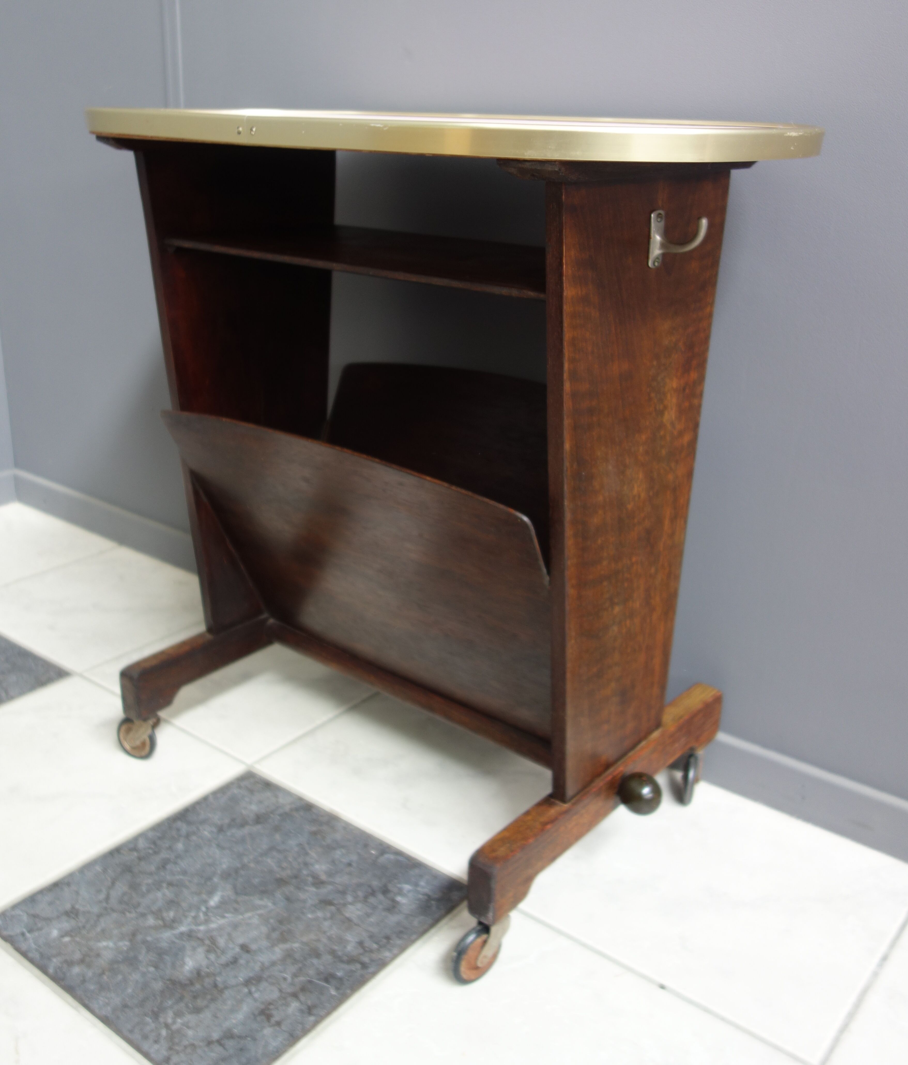 Pink formica magazine table 1950s