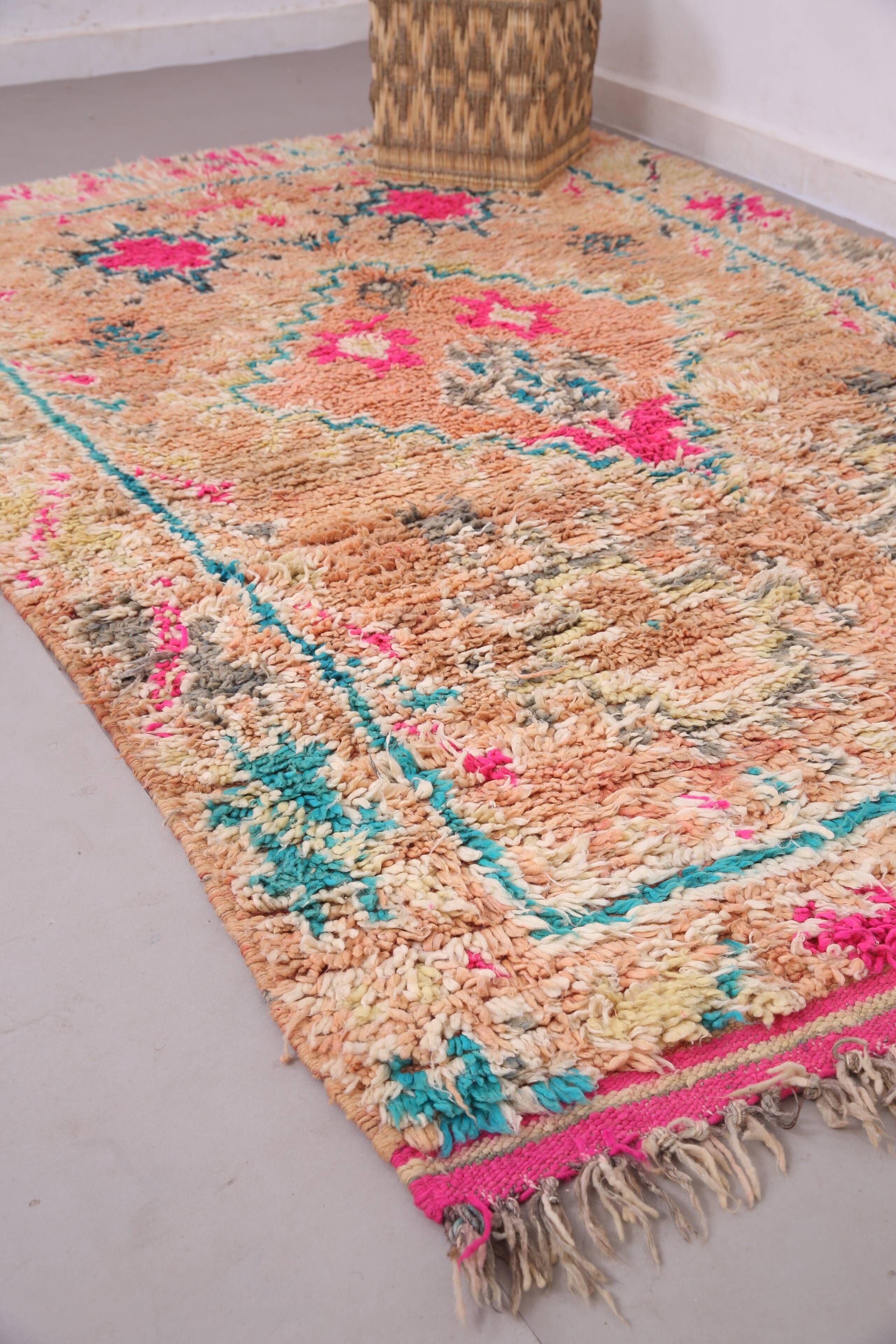 Tapis marocain vintage en laine colorée