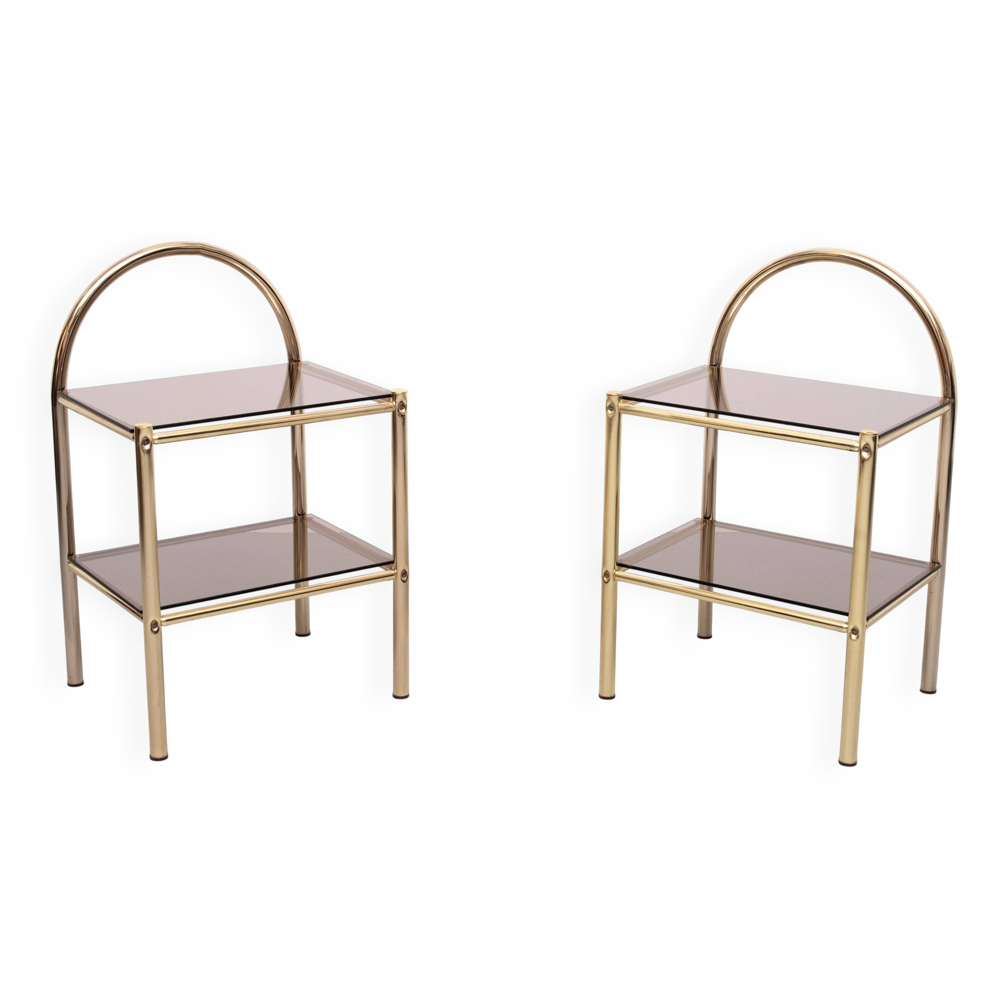 Pair brass bed side tables 1970s France