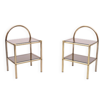 Paire de tables de chevet en laiton années 1970 France