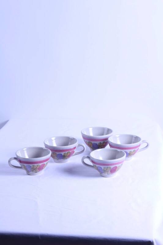 Set of 5 cups or bowls of vintage Brittany cider