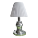 Mid Century Modern chromed table lamp with white pleated shade