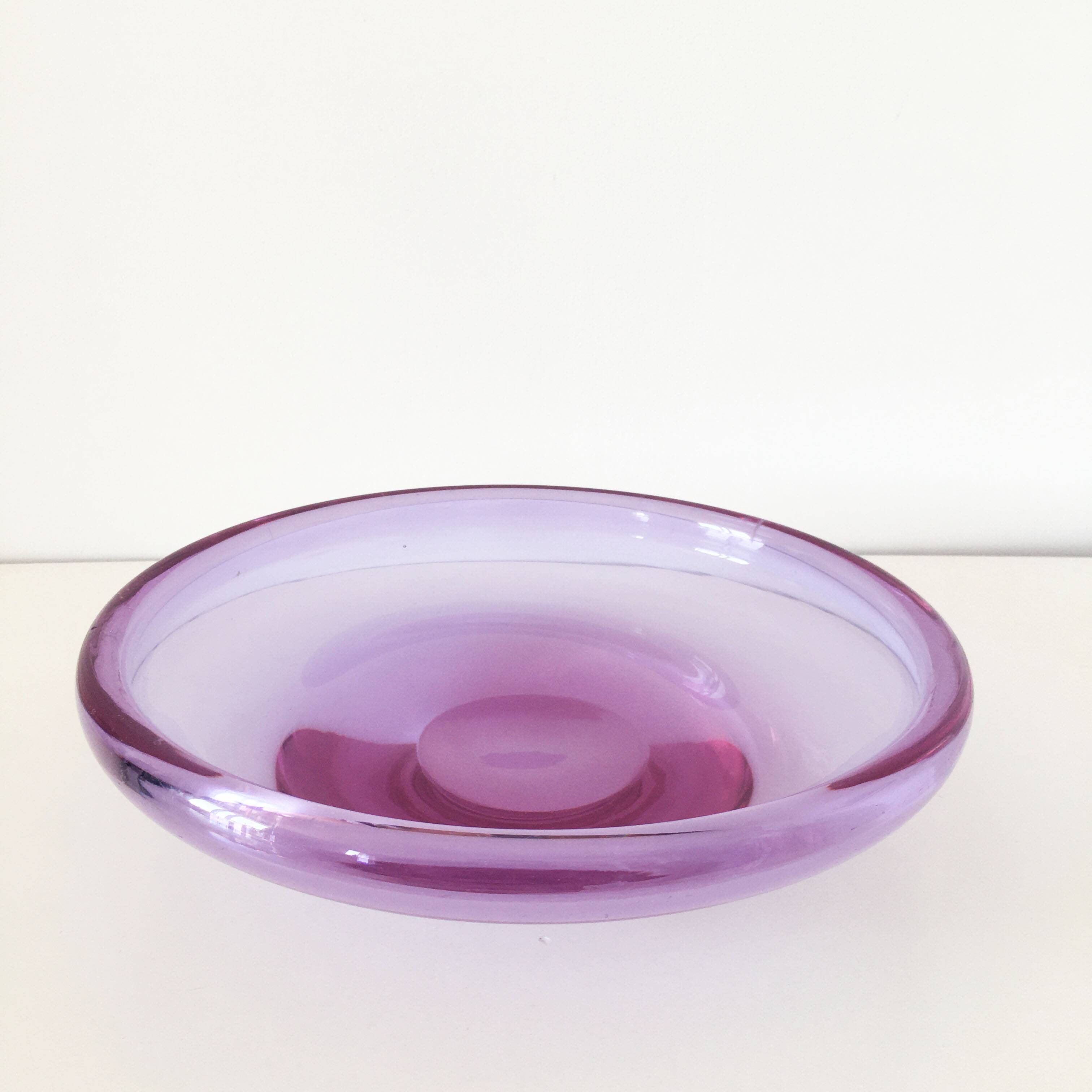 Large purple glass bowl 1970