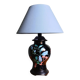 Japanese-style lamp in black ceramic & wood with organic 80's decor