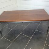 Coffee table chrome base top in teak of the 70s