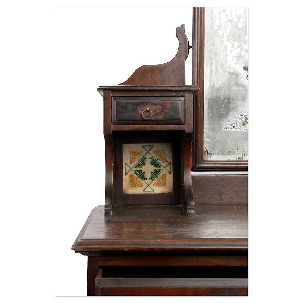 Wooden dressing table with mahogany patina