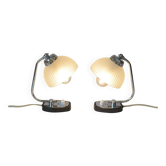 Pair Of Vintage 1970s Table Lamps, Mcm Chrome Bedside Lamps