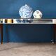 Art Deco coffee table with bevelled mirror from the 1940s, bohemian chic.