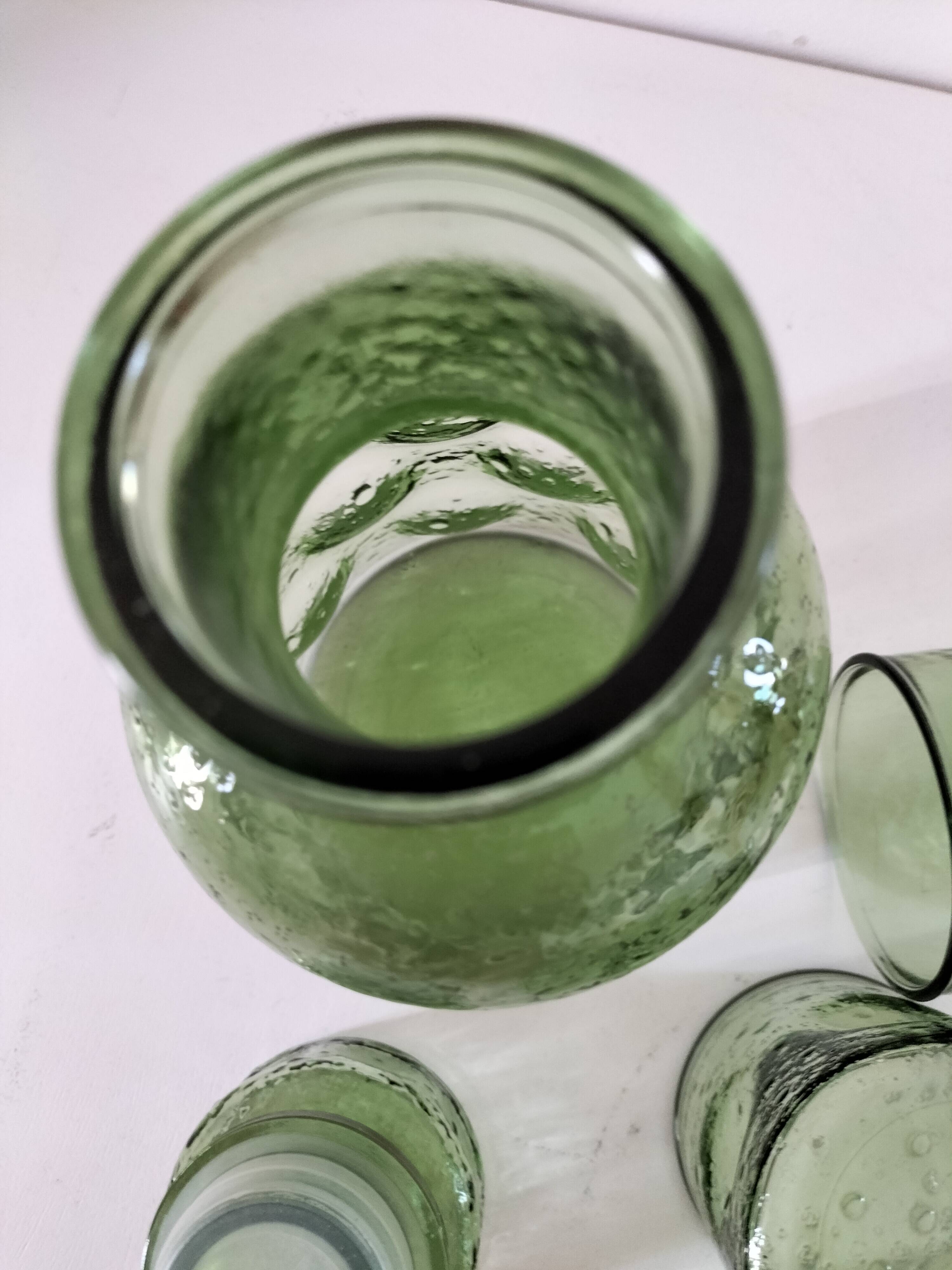 Carafe and matching tumblers in molded glass