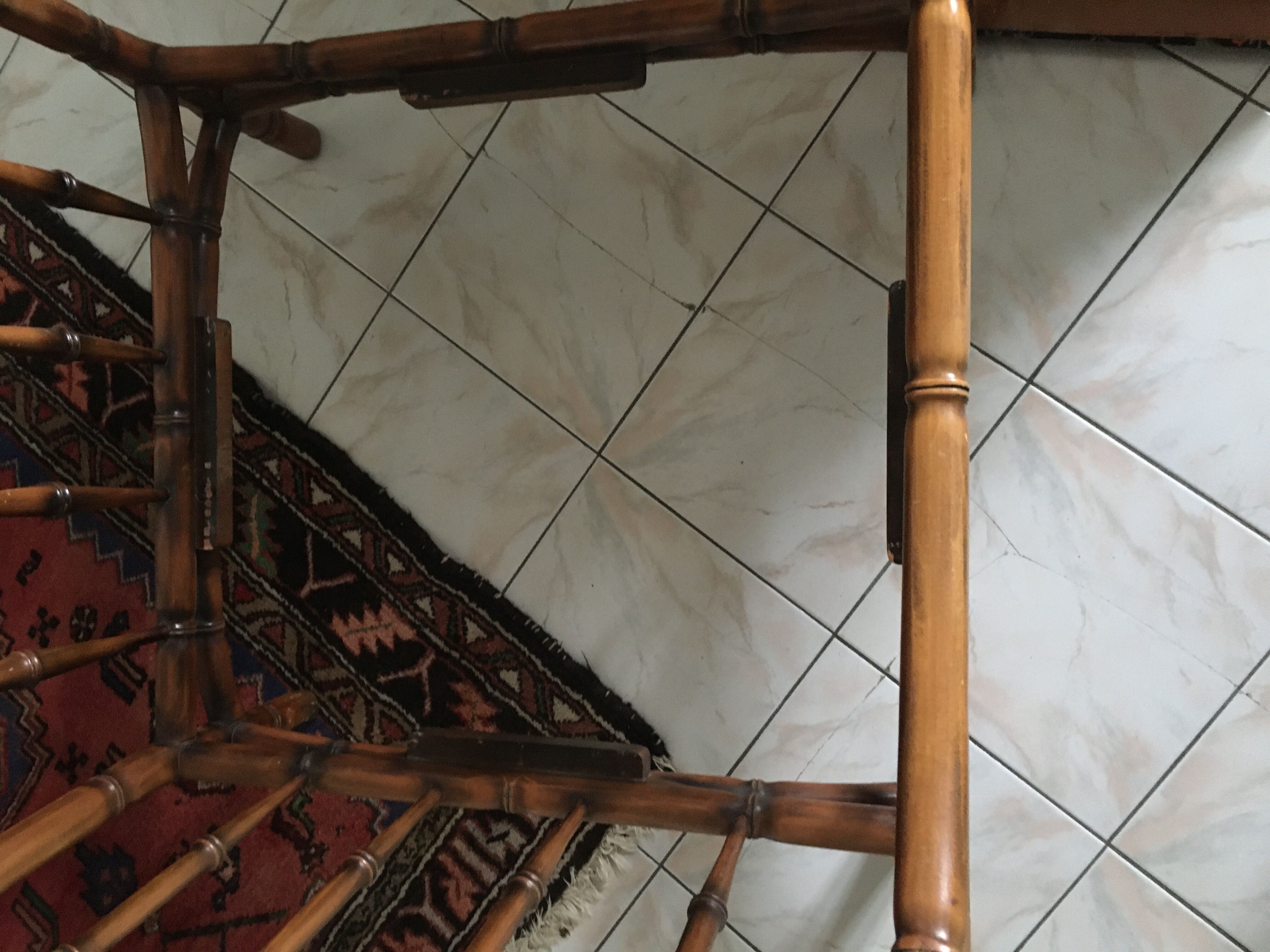 Faux bamboo chair with cushion