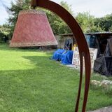 Illuminated bar cabinet in brown walnut Art Deco 1950s with lamp and brass.