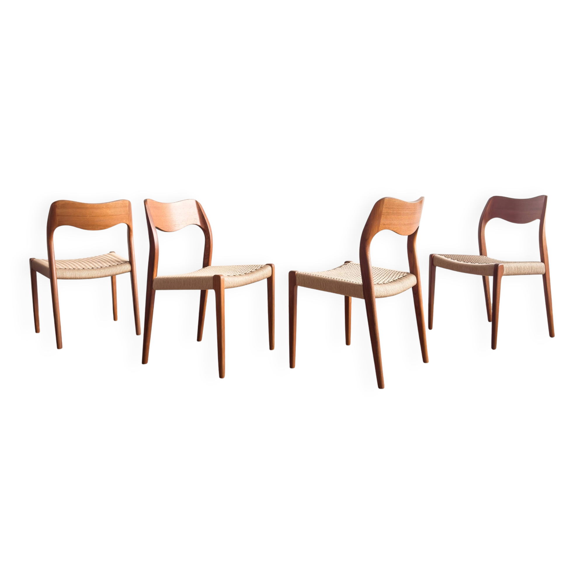 Set of 4 chairs 71 in teak by Niels O. Møller, JL Moller, Mid Century