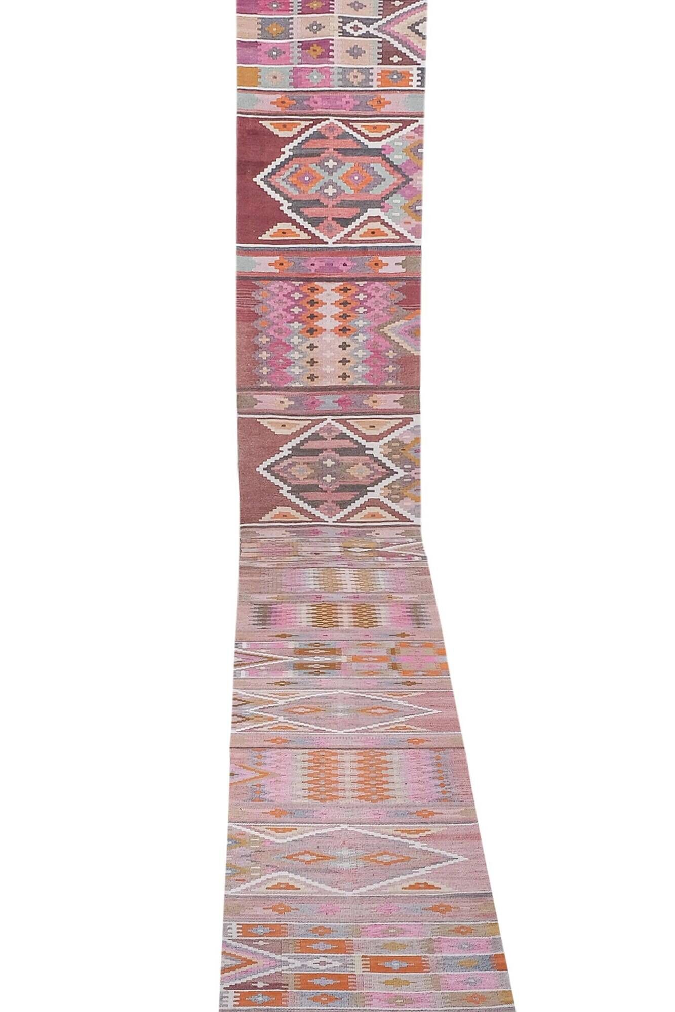 Vintage Turkish hallway rug 74x829 cm