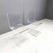 Pair of lucite zigzag dining chairs, 1980s