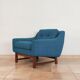 Norwegian living room set in blue fabric, vintage scandinavian 1960s