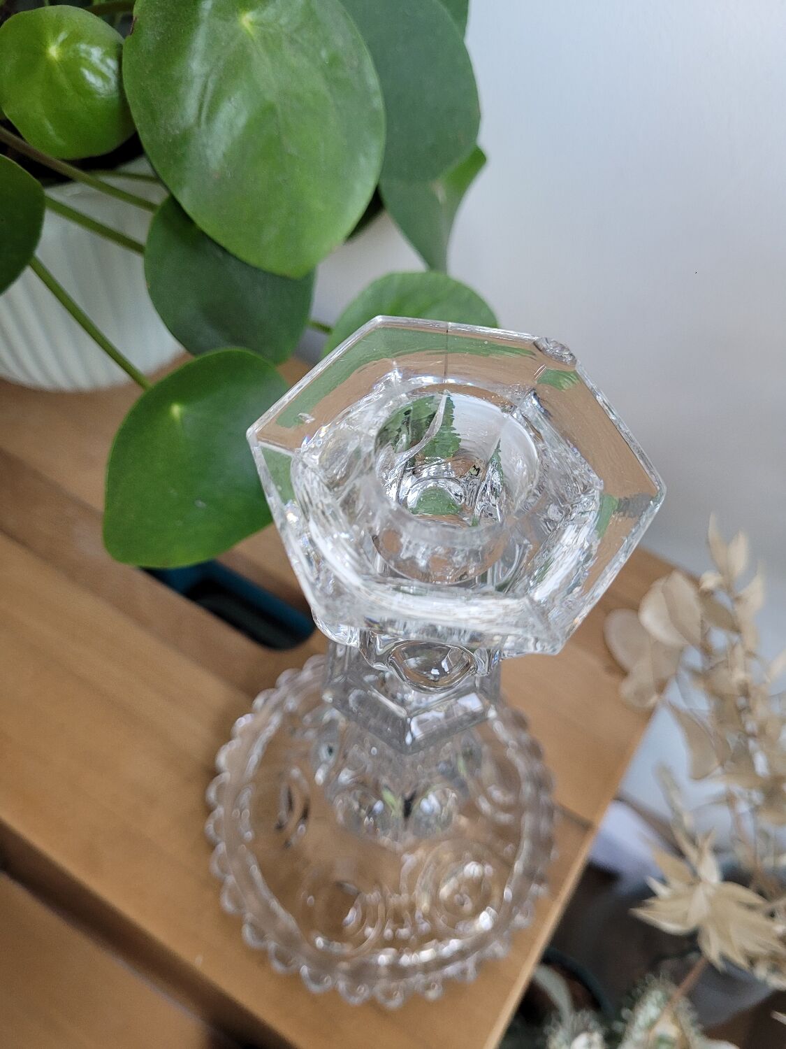 Molded glass candle holder
