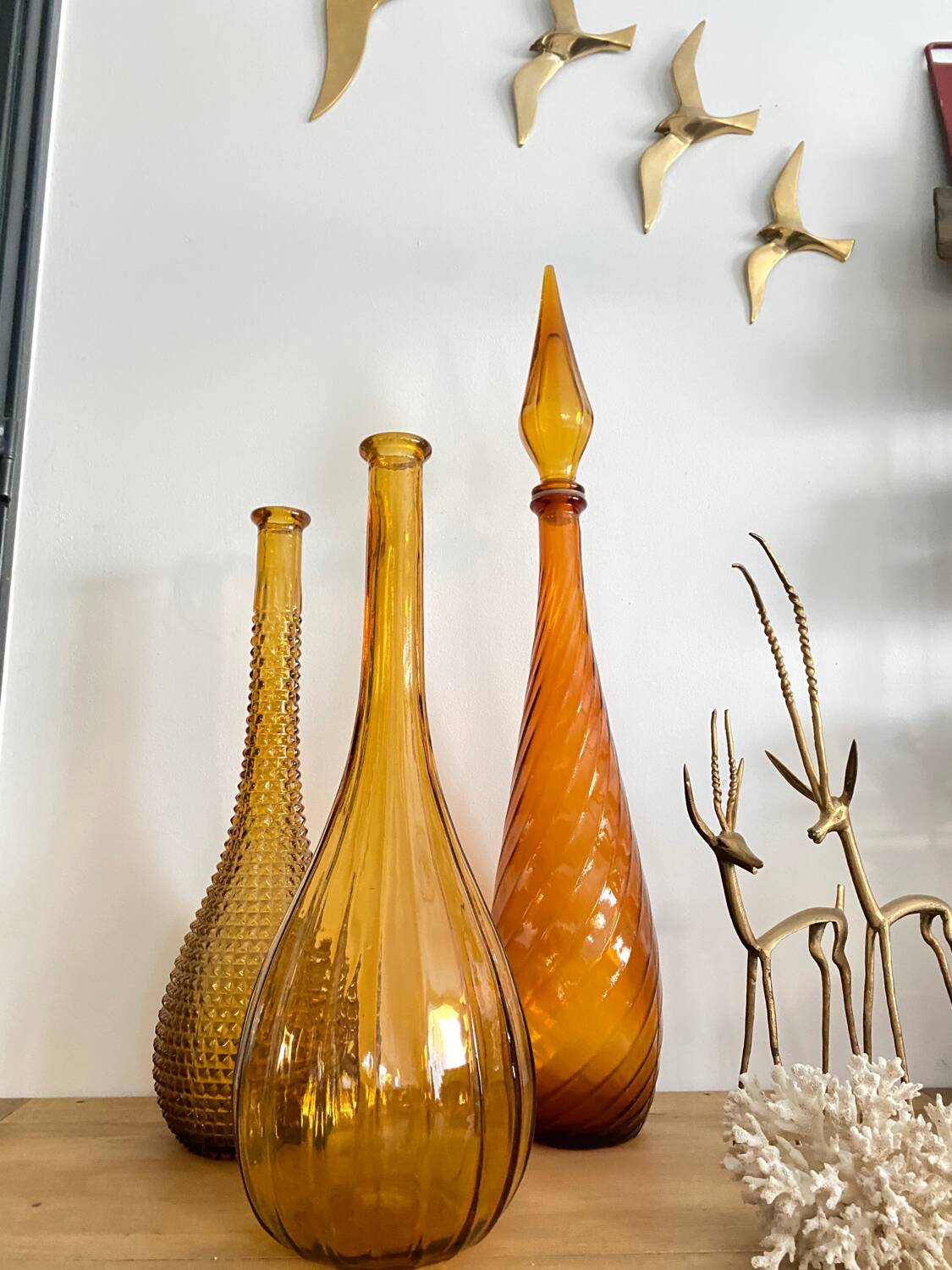 Carafe Empoli ambre vintage