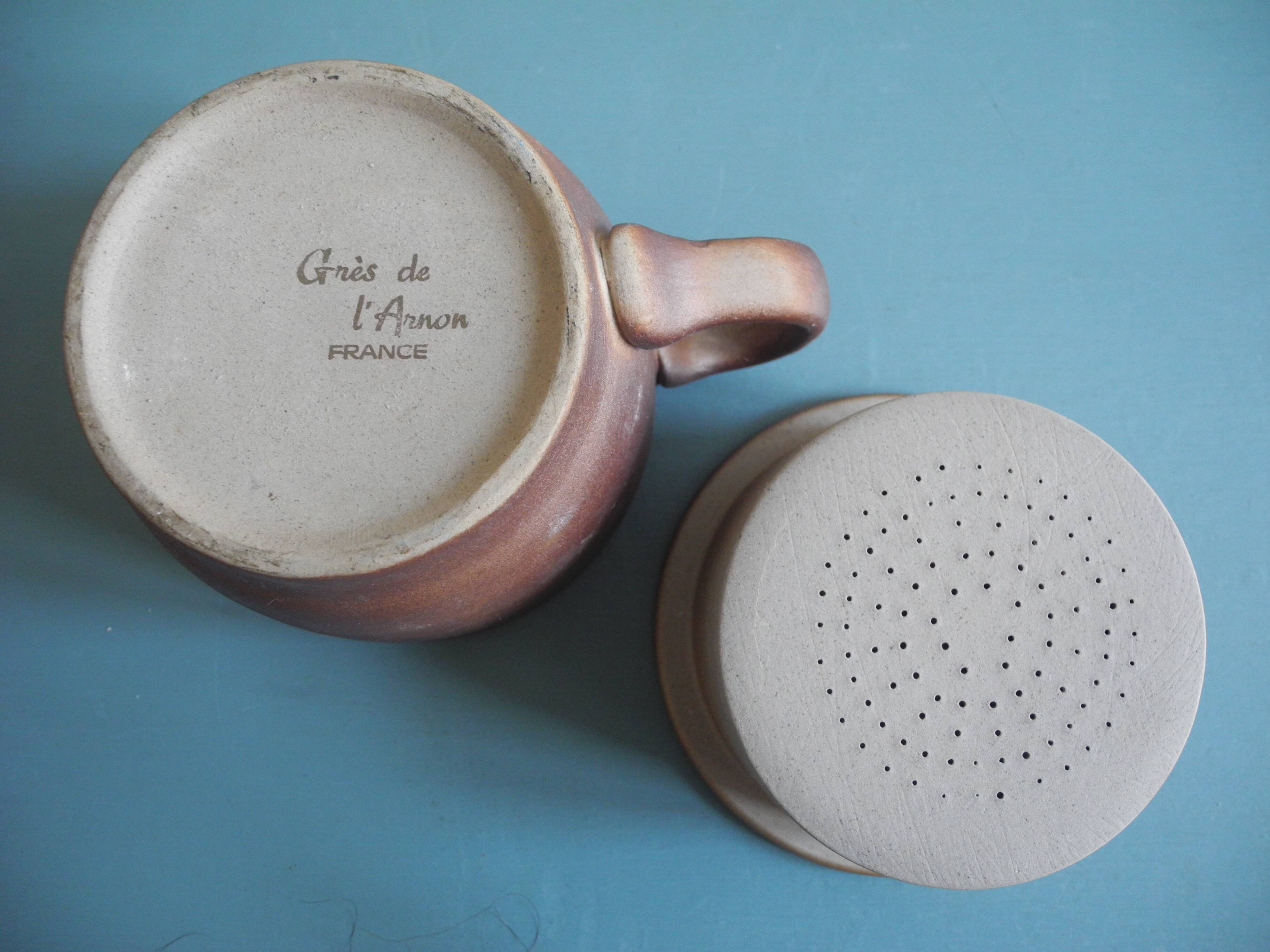 Ancienne tasse tisanière grès Arnon table vintage cup teapot 60s